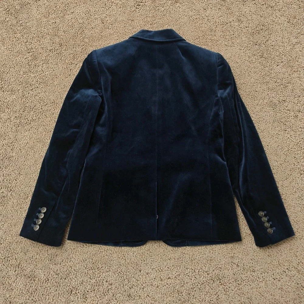 J.Crew Schoolboy Blazer Navy Blue Velvet Petite 0P NWT 05477 Tailored Jacket